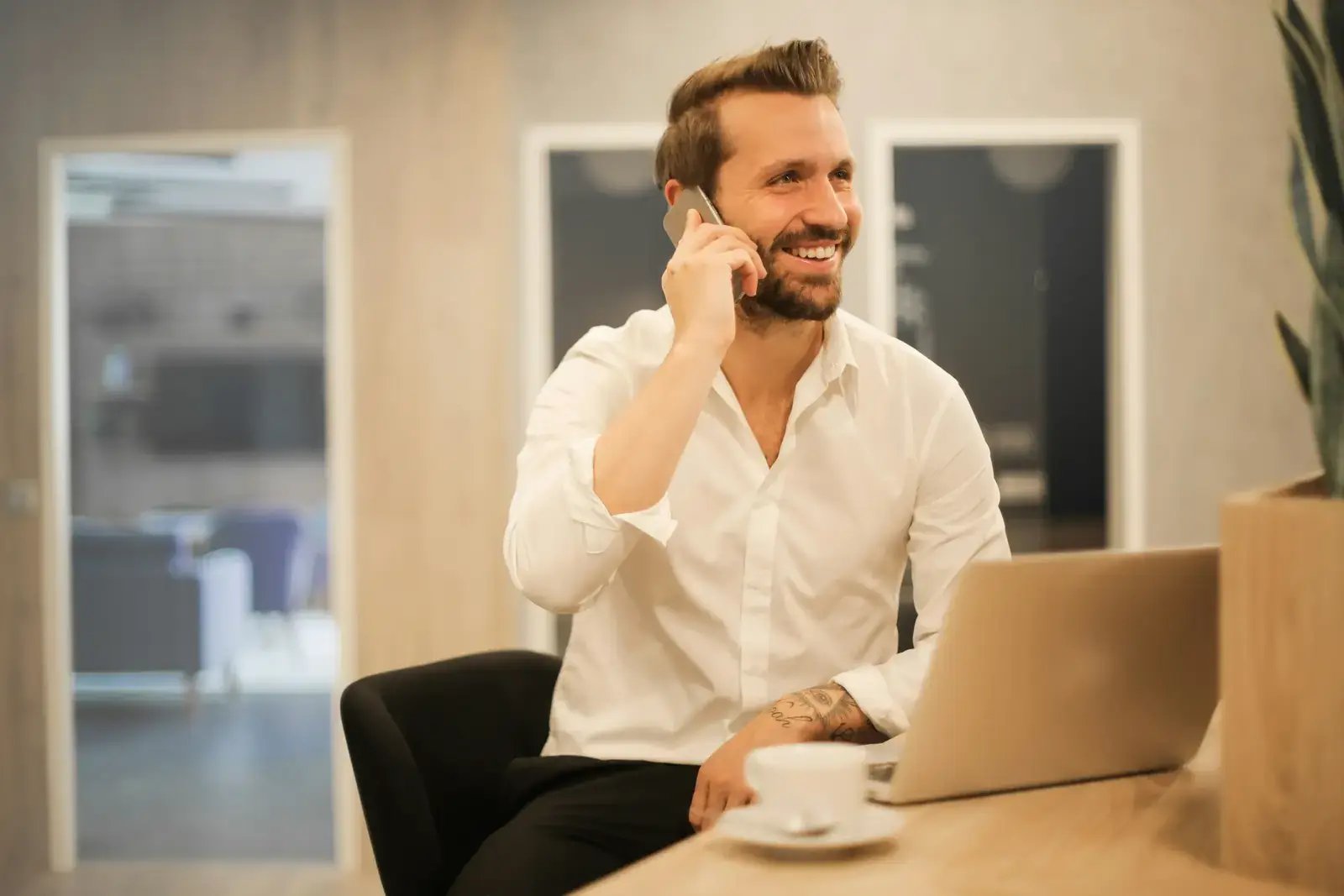 business person on phone with customer