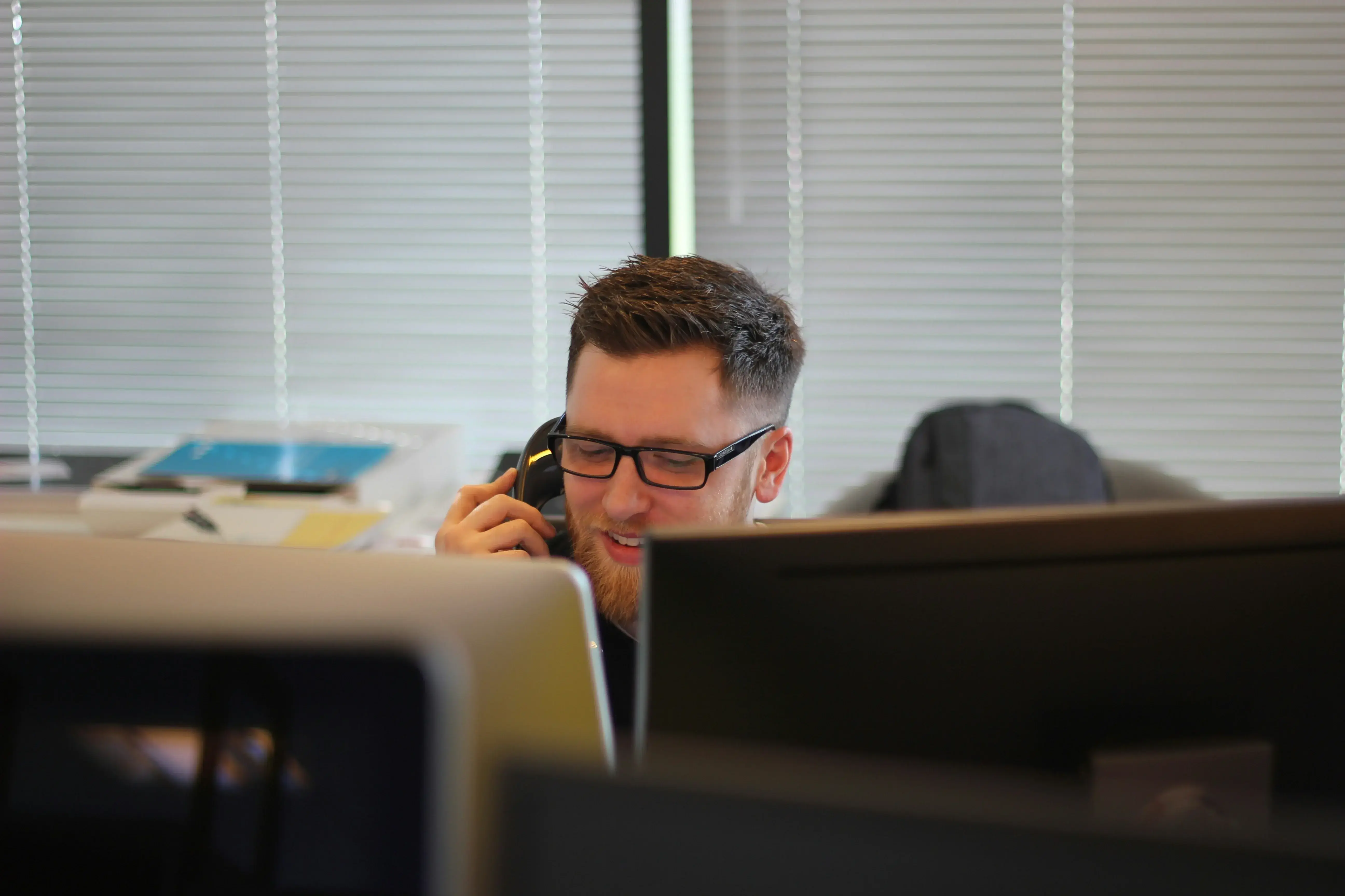 worker taking call